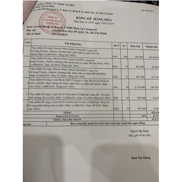 Tăng Cân Túi 1Kg Muscle Mass Gainer Chính Hãng BBT