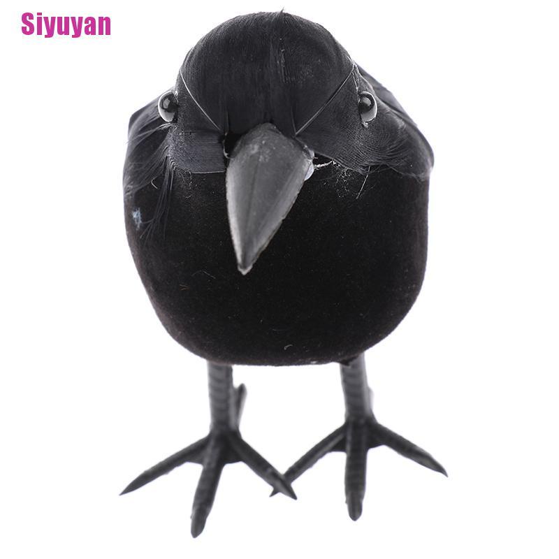 [Siyuyan] Halloween Black Crow Props Realistic Raven Spooky Feathered Crows House Decor