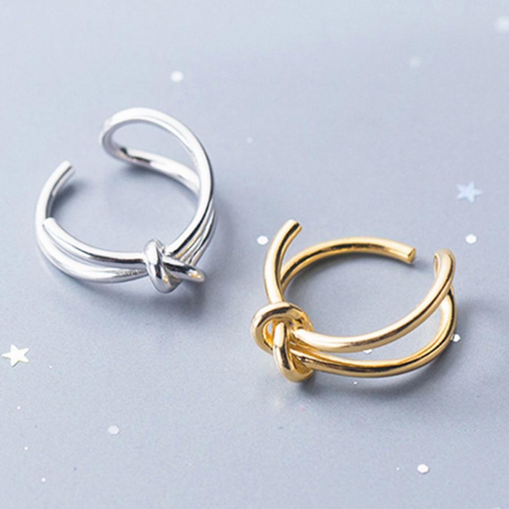 Nhẫn Mở Hai Vòng Thắt Nút Thanh Lịch Thời Trang Có Thể Điều Chỉnh Cho Nữ