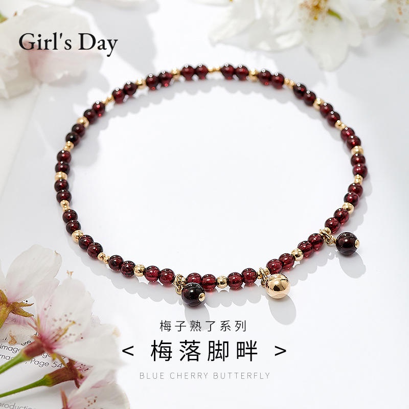 Lắc Chân Mạ Vàng 14K Đính Pha Lê Phong Cách Hàn Quốc Đơn Giản Thời Trang Cho Nữ
