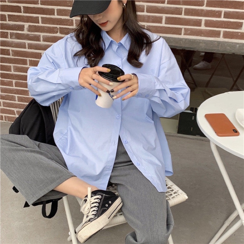 (Hàng có sẵn) Áo somi tay dài nữ bảng màu pastel mới ngọt ngào xinh đẹp | BigBuy360 - bigbuy360.vn