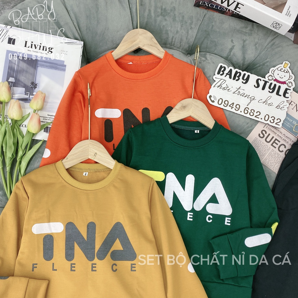 Bộ quần áo thu đông cho bé trai &quot;TNA&quot; 14-45kg. Bộ dài tay ấm áp cho bé trai 4-14 tuổi. Vải nỉ dày dặn. Thoải mái. G51