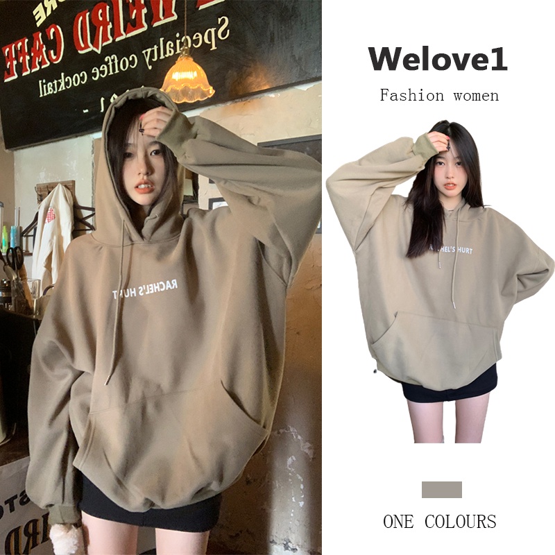 Áo hoodie tay dài có mũ trùm đầu phong cách Hàn Quốc thời trang mới dành cho nữ