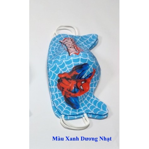 KHẨU TRANG TRẺ EM Kiểu có tai In hình siêu nhân nhện spider man Chất liệu vải Dày 3 lớp Chống nắng Phòng ngừa dịch bệnh