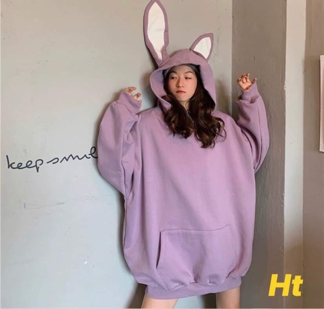 Áo hoodie nỉ mũ tai thỏ to đại | BigBuy360 - bigbuy360.vn