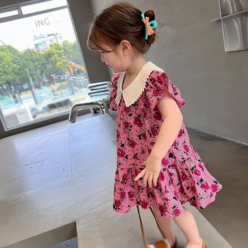 Đầm Hoa Cổ Búp Bê Thời Trang Mùa Hè Xinh Xắn Dành Cho Bé Gái