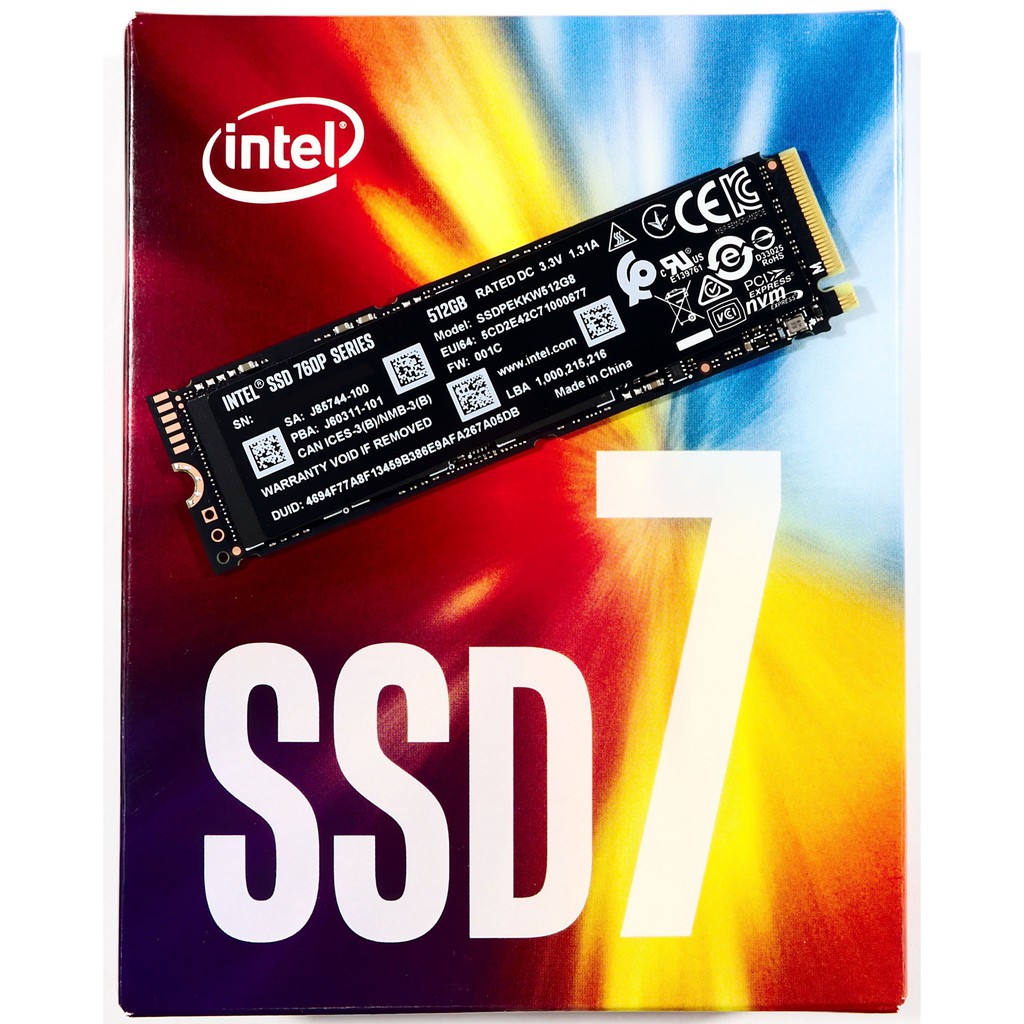 Ổ cứng SSD M2-PCIe 256GB/512GB/1Tb Intel 760p NVMe 2280 .