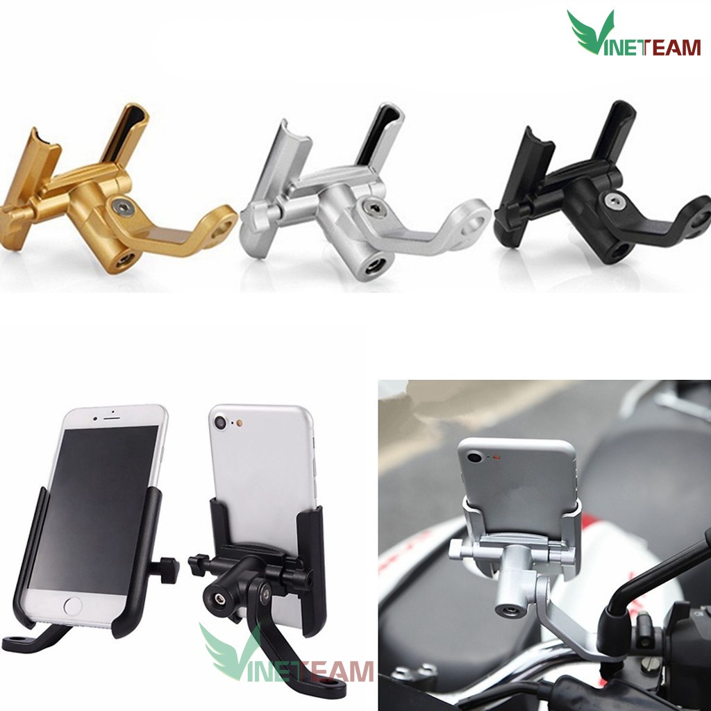 Kẹp - Giá Đỡ Cho Điện Thoại Gắn Xe Máy Inox S500 Xoay 360  BẢN Nâng cấp giá đỡ C2