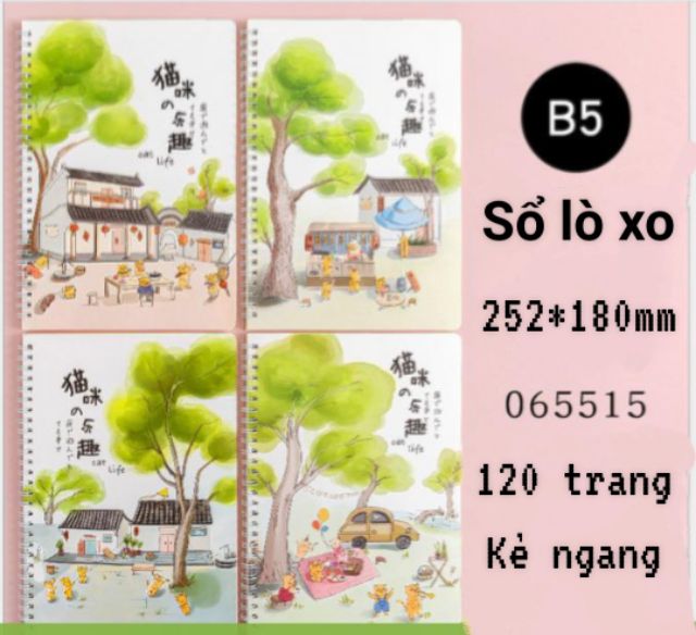 Sổ lò xo B5, tập sinh viên bìa đẹp 120 trang, giấy chống lóa ,kẻ hàng ngang