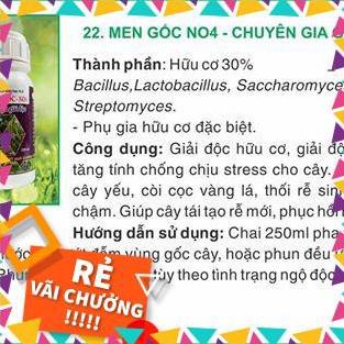 MEN Ủ GỐC NO4 250ML - CHUYÊN GIA GIẢI ĐỘC CHO CÂY TRỒNG BỊ NGỘ ĐỘC PHÂN BÓN, NGỘ ĐỘC THUỐC BVTV,...