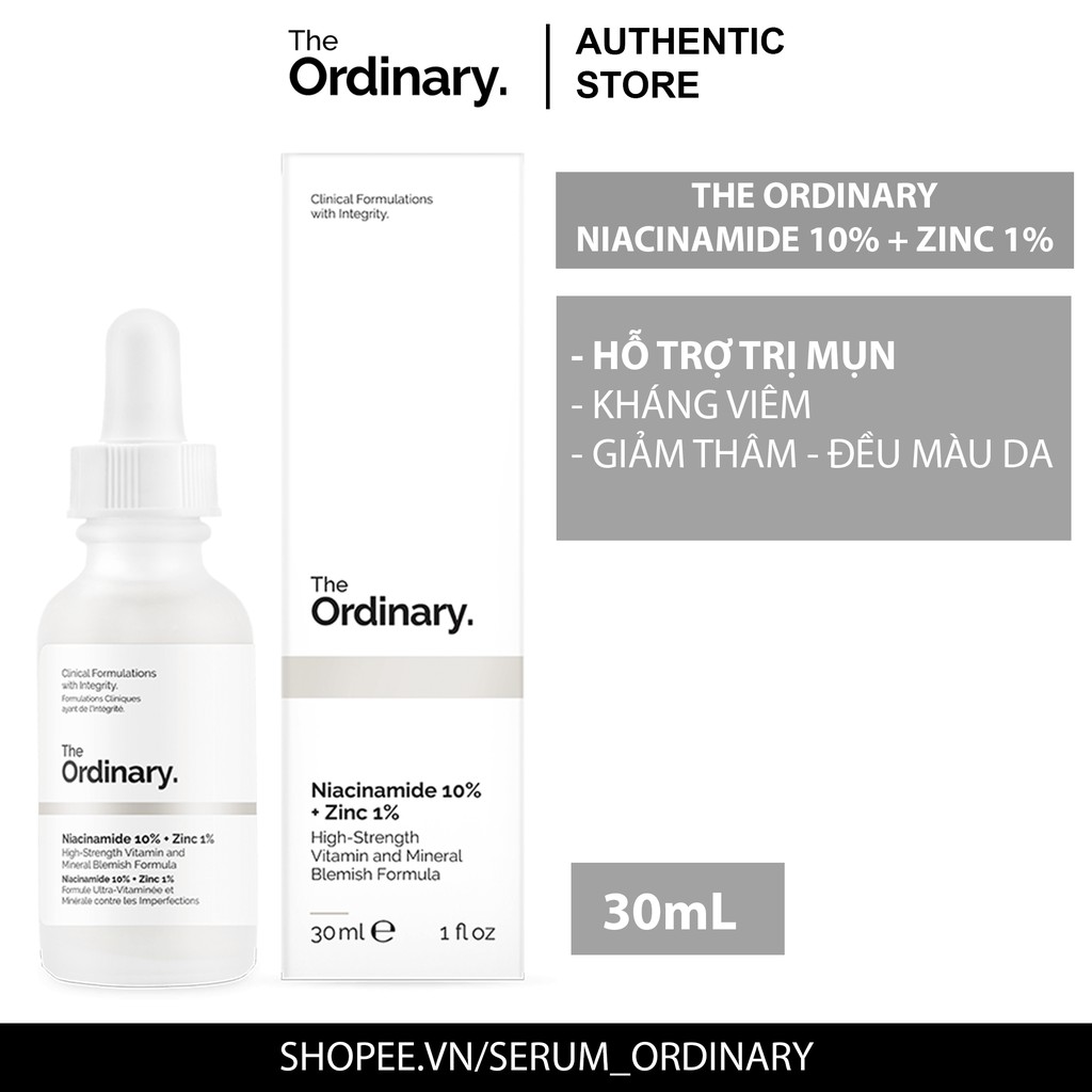 Serum The Ordinary Niacinamide 10% + Zinc 1% - Tinh chất giảm mụn, giảm thâm, sáng da ( 30mL - serum_ordinary)