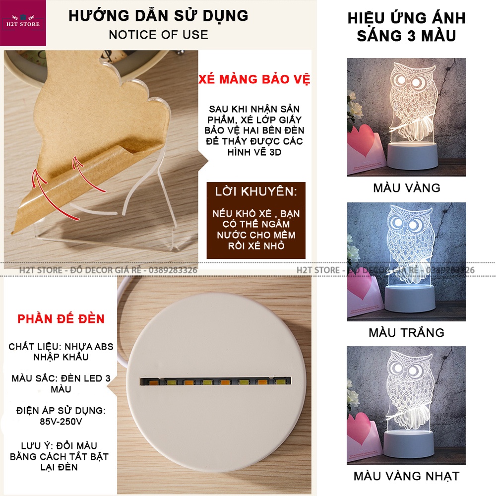 Đèn ngủ 3d , đèn ngủ để bàn dễ thương , quà sinh nhật nhiều mẫu cực đẹp 3 màu tùy chỉnh có công tắc bật tiện lợi