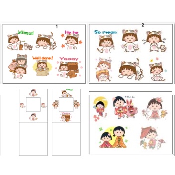 sticker maruko cắt rời size to SCI20 có bao giấy cute dễ thương bullet journal