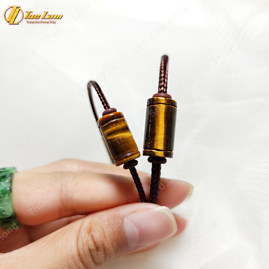 Vòng tay may mắn cặp đôi lu thống màu nâu vàng hợp mệnh kim thổ, tài lộc may mắn