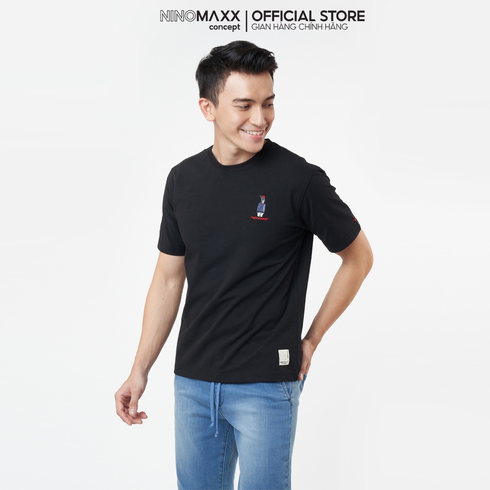 NINOMAXX Áo thun thời trang Nam tay ngắn chất cotton kiểu dáng trẻ trung 2012013