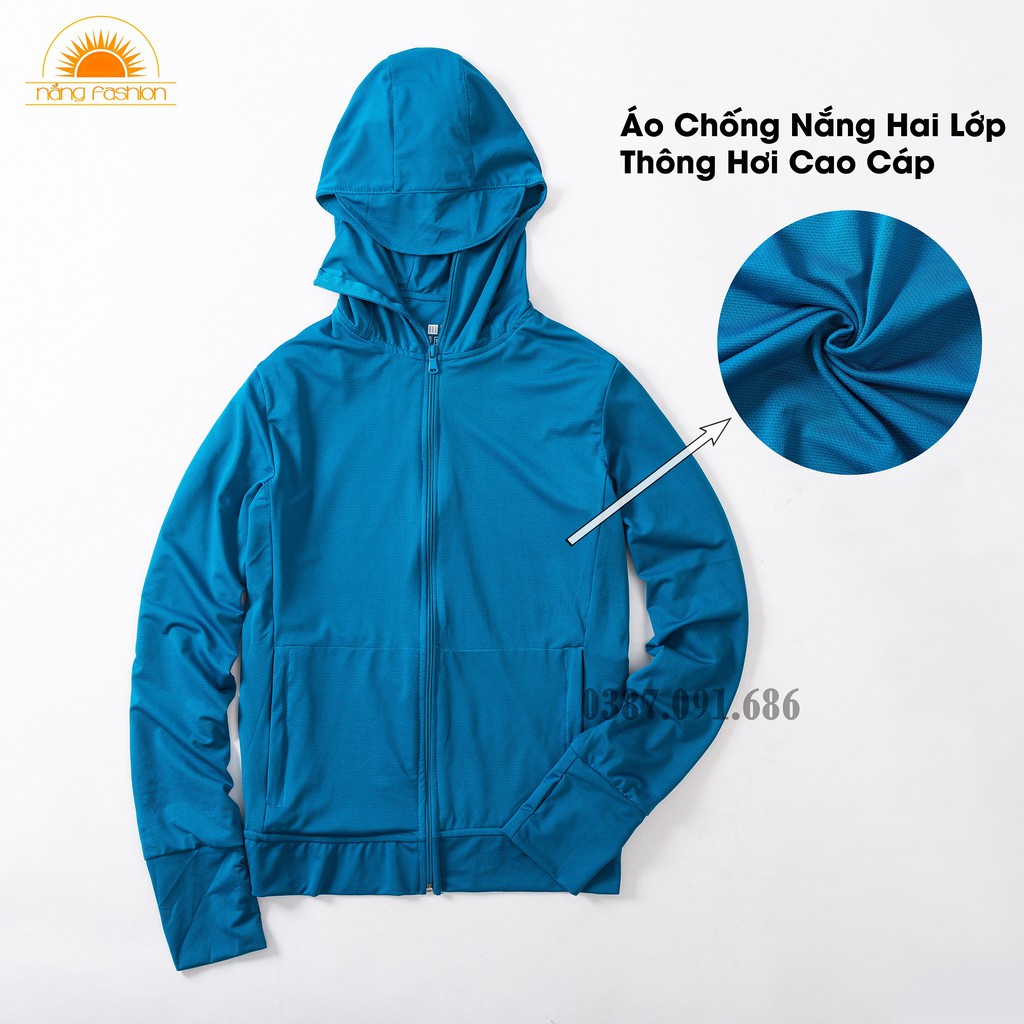 [VẢI MẮT NA] Áo chống nắng nữ 2 lớp 100% (mũ, thân, tay áo). Chống nắng CỰC TỐT vẫn CỰC MÁT