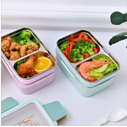 [Tặng TÚI giữ nhiệt và đũa thìa inox]Hộp đựng cơm giữ nhiệt Hộp đựng cơm 2 tầng, hộp cơm inox, hộp cơm bỏ lò vi sóng | BigBuy360 - bigbuy360.vn
