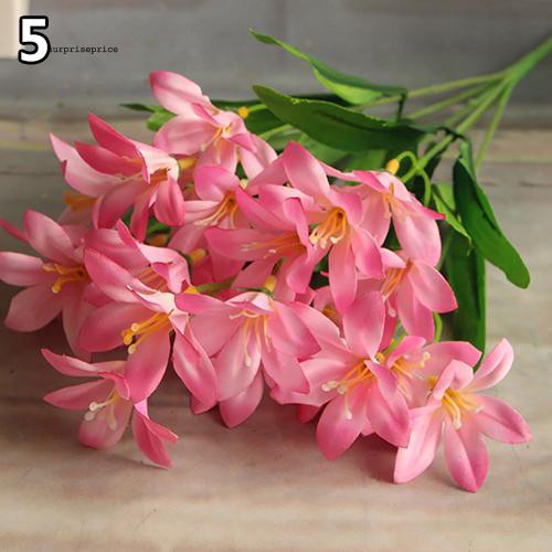 Nhành 24 bông hoa lily giả màu sắc nhã nhặn dùng để trang trí nội thất