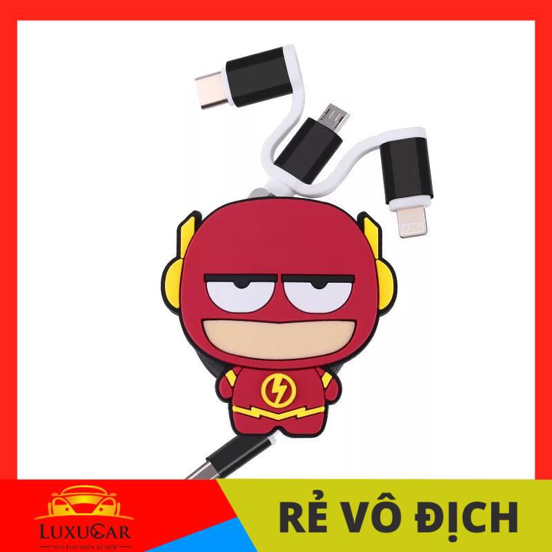 DÂY CÁP SẠC 3 ĐẦU DÂY RÚT 3IN1 MICROUSB, TYPE C, LIGHTNING IPHONE DÂY TPE LÕI ĐỒNG SIÊU BỀN -Giá Rẻ