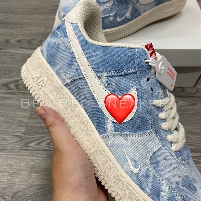 Giày Thể Thao Air Force 1 AF1 "Denim Tiedye" AF1 Dây Thừng Bản Vải Bò chuẩn Siu cấp -