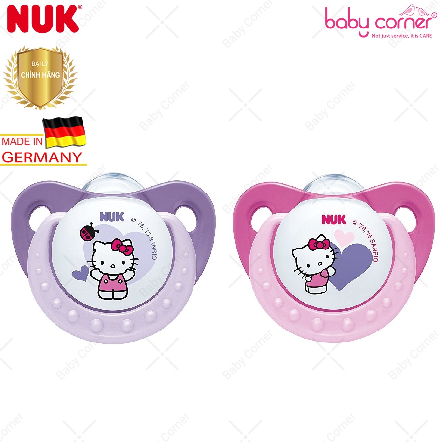 Bộ 2 Ty Ngậm NUK Sleeptime Silicone Hello Kitty Cho Bé 0 - 6 Tháng