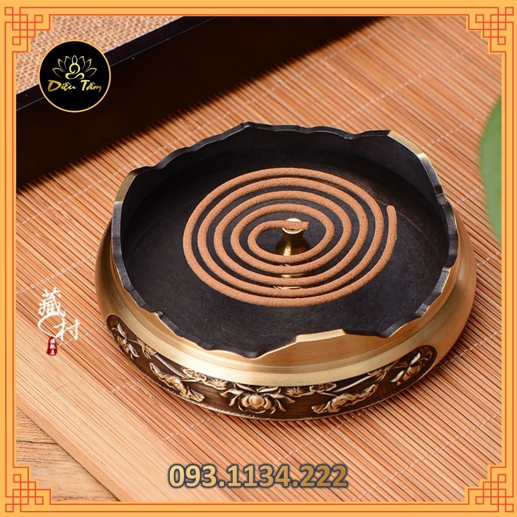 Lư xông trầm bằng Đôn, chân đế đồng lư hương, lư đồng, cóc, tỳ hưu khắc hoa sen bằng đồng nguyên khối đôn sen 1