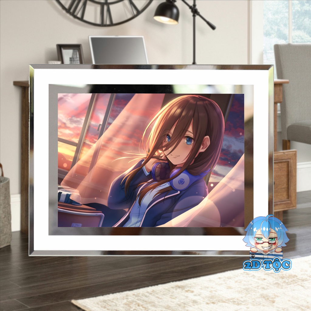 Khung kính Nakano Miku (9) Anime NHÀ CÓ 5 NÀNG DÂU - để bàn by 2D Tộc Shop