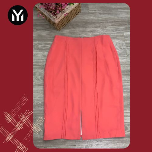 Váy Midi Có Lót, Trang Trí Hai Hàng Ly Thân Trước, Thời Trang Công Sở, Thanh Lịch, Lịch Sự