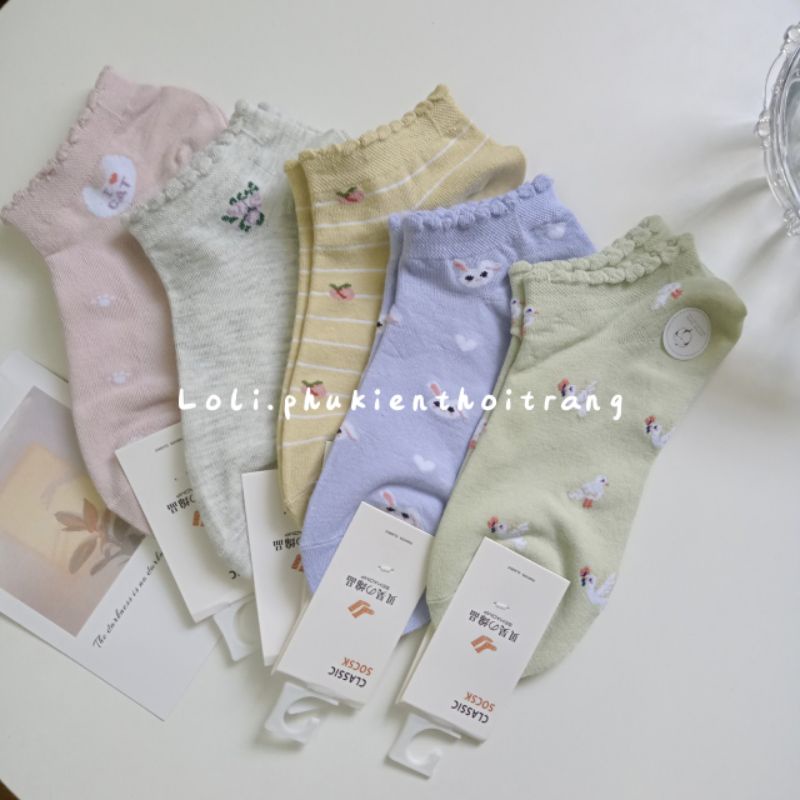 Tất Vớ Nữ Cổ Ngắn In Hình Dễ Thương Phong Cách Hàn Quốc Cho Nữ (TN025)