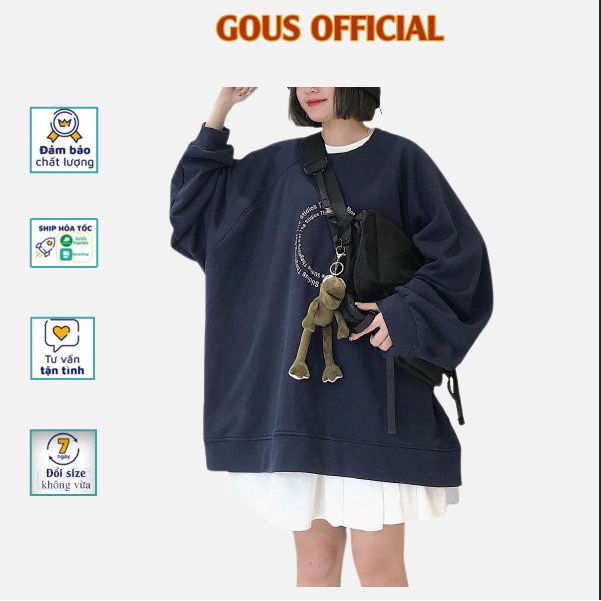 Áo Sweater Nữ Tay Dài Sweater Thun Dáng Rộng Gous Official  Họa Tiết Chữ Phong Cách Hàn Quốc Dễ Thương GELANG - 1771