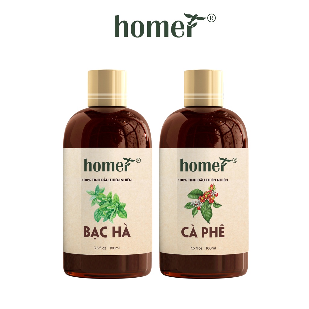 Combo 2 tinh dầu Bạc Hà + Cà phê Homer 20ml/chai