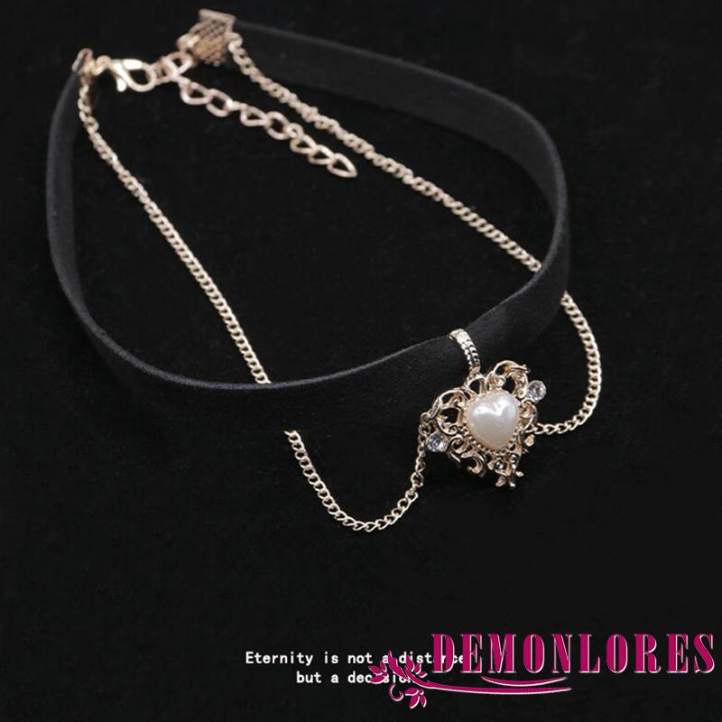 Dây chuyền mặt hình trái tim đính ngọc trai giả thời trang cho nữ