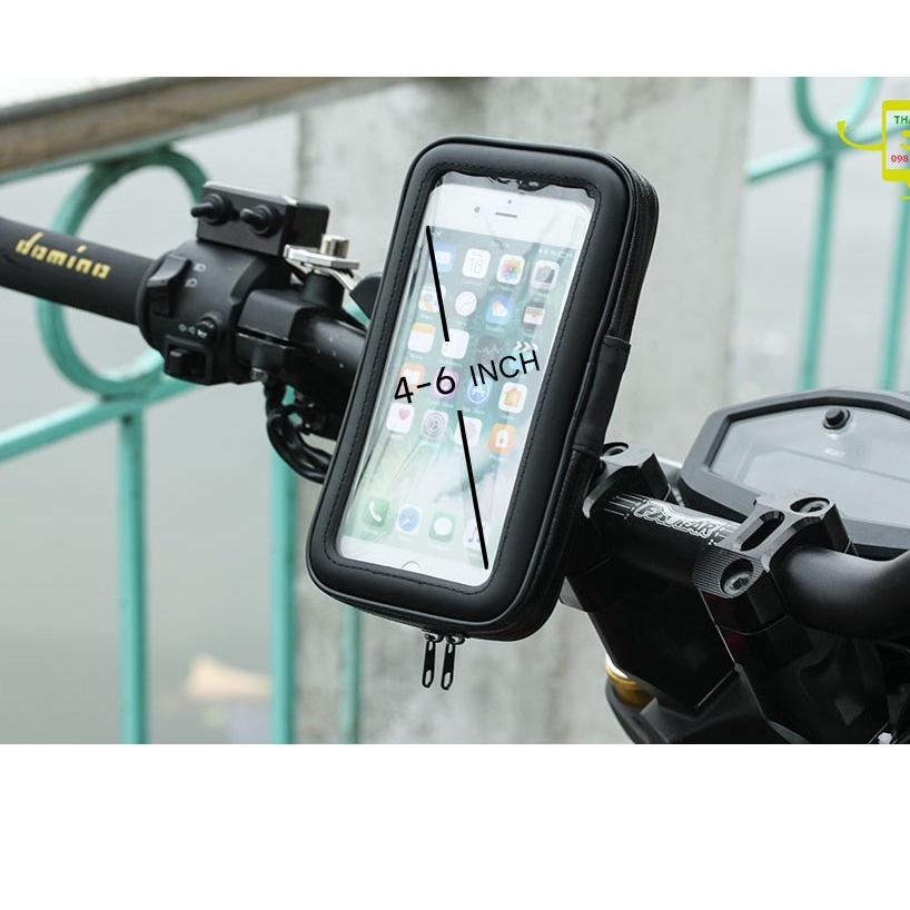 Kẹp Điện Thoại Chân Gương Chống Nước Tiện dụng XE MÁY Có Cảm Ứng DÙNG CHO ĐIỆN THOẠI CÓ KÍCH THƯỚC ĐẾN 6.7 12 13 PRO MAX
