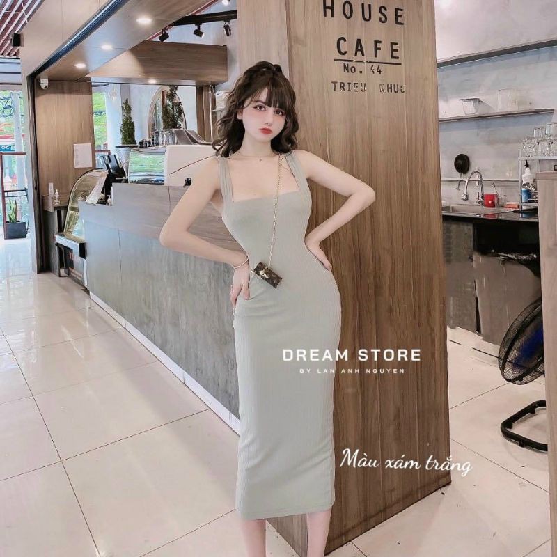 Đầm 2 dây bảng to form dài hot girl