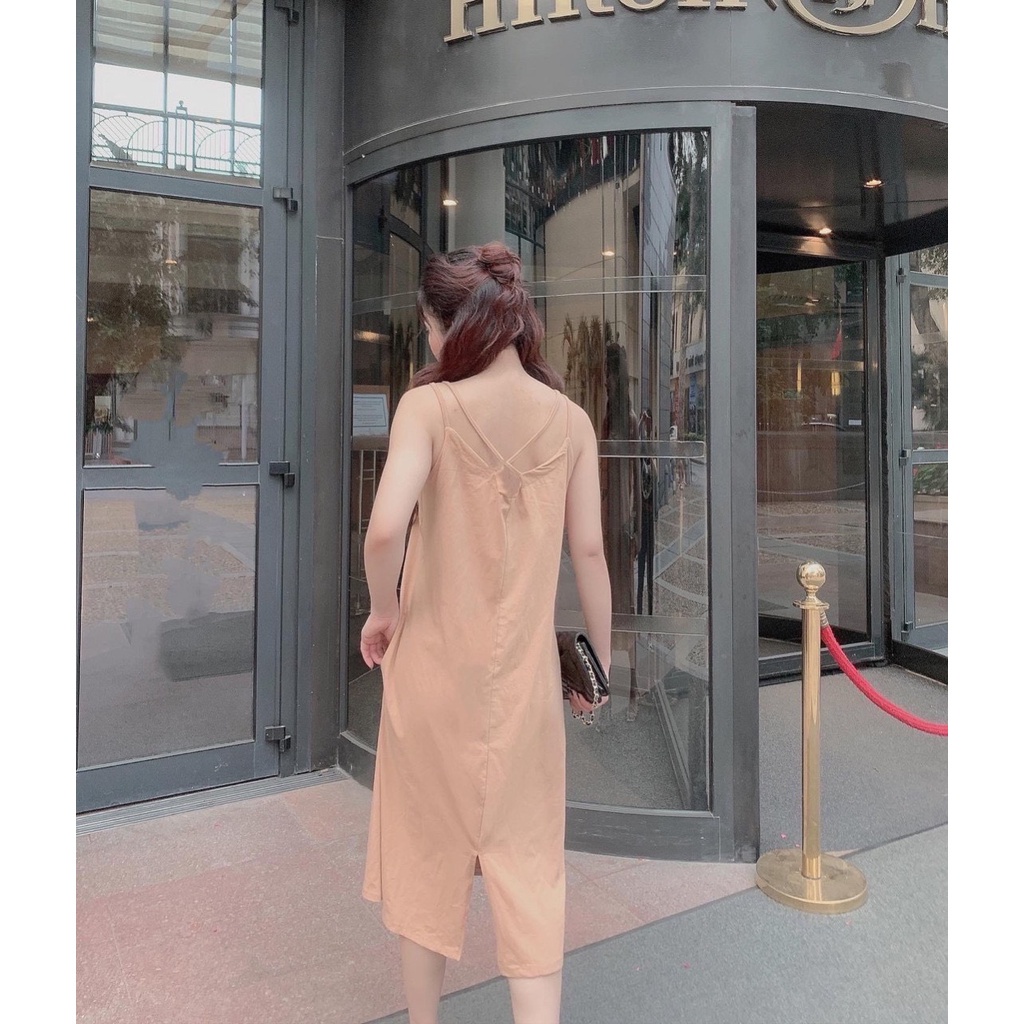 Váy bầu hai dây thiết kế hở lưng đan dây siêu đẹp ☘️❤️chất đũi cao cấp siêu thoáng mát,thấm hút mồ ❤️☘️freesize 45-68kg