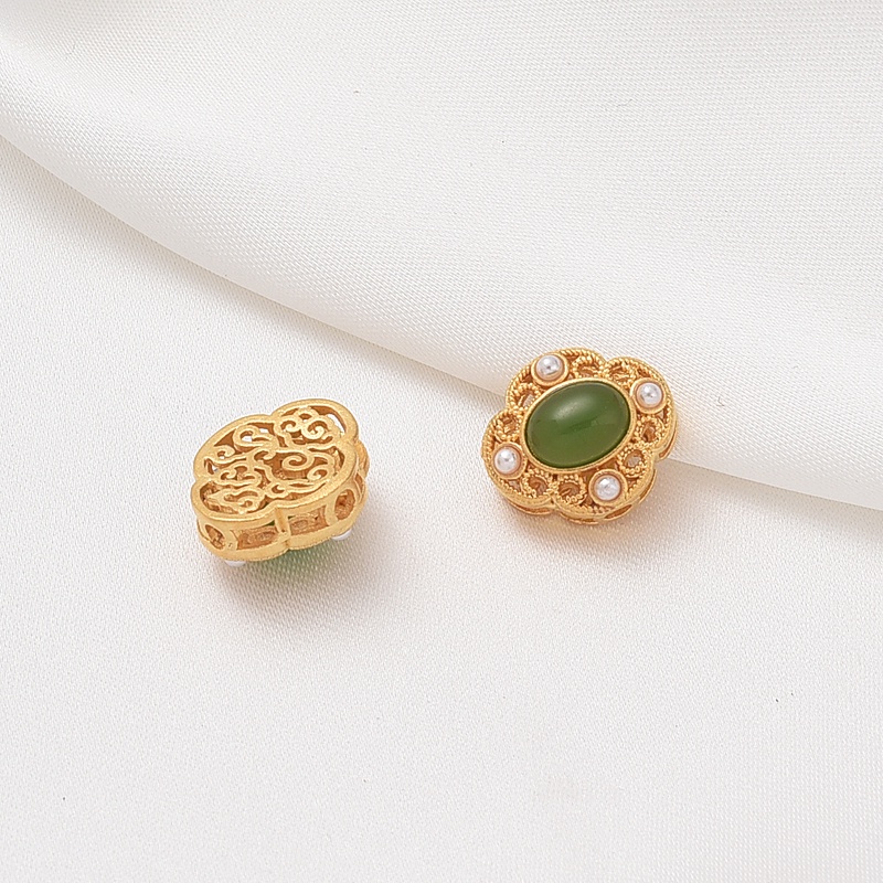 Vòng Tay Dây Thừng Xỏ Hạt Đá Mặt Trăng Bằng Đồng Mạ Vàng Kim Tự Làm Thủ Công diy