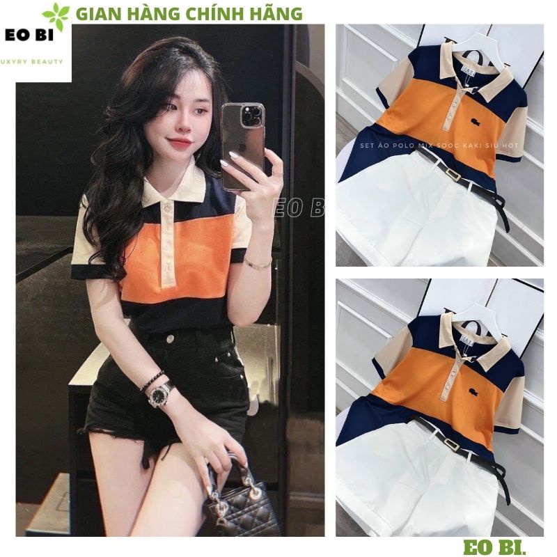 Áo thun polo cổ đức phối cam xanh kiểu dáng hàn quốc ulzzang thể thao khỏe khắn cực xinh -EOBI