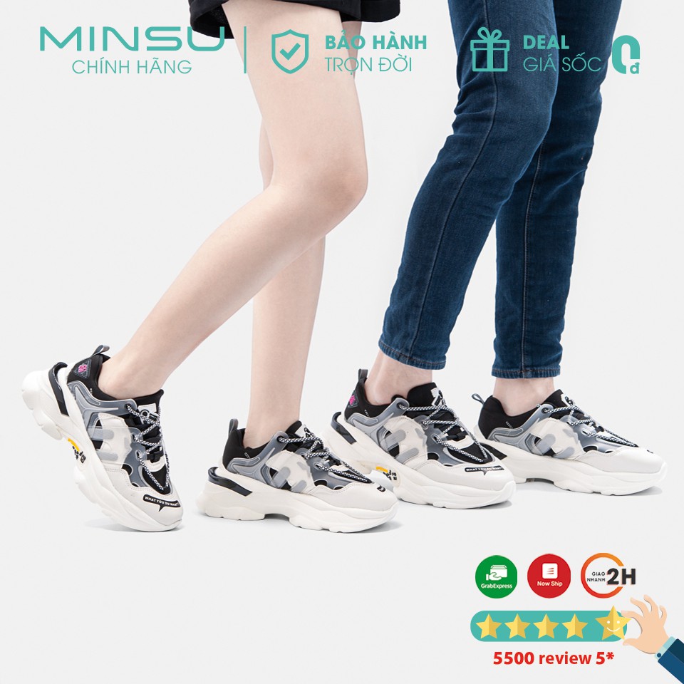 Giày Thể Thao Nam Nữ Cặp Cao 6cm MINSU M6901, Giày Đôi Nam Nữ Sneaker Hàn Quốc Độn Đế Tăng Chiều Cao Đi Chơi, Đi Học