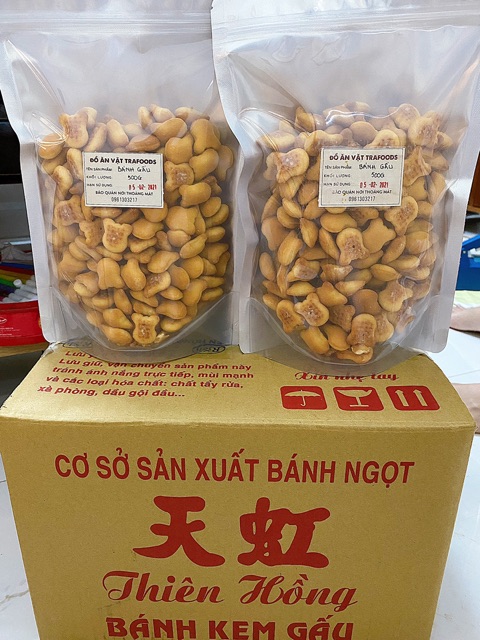 [Mã 55FMCGSALE1 giảm 10% đơn 250K] 500G Bánh gấu nhân kem Thiên Hồng thơm ngậy