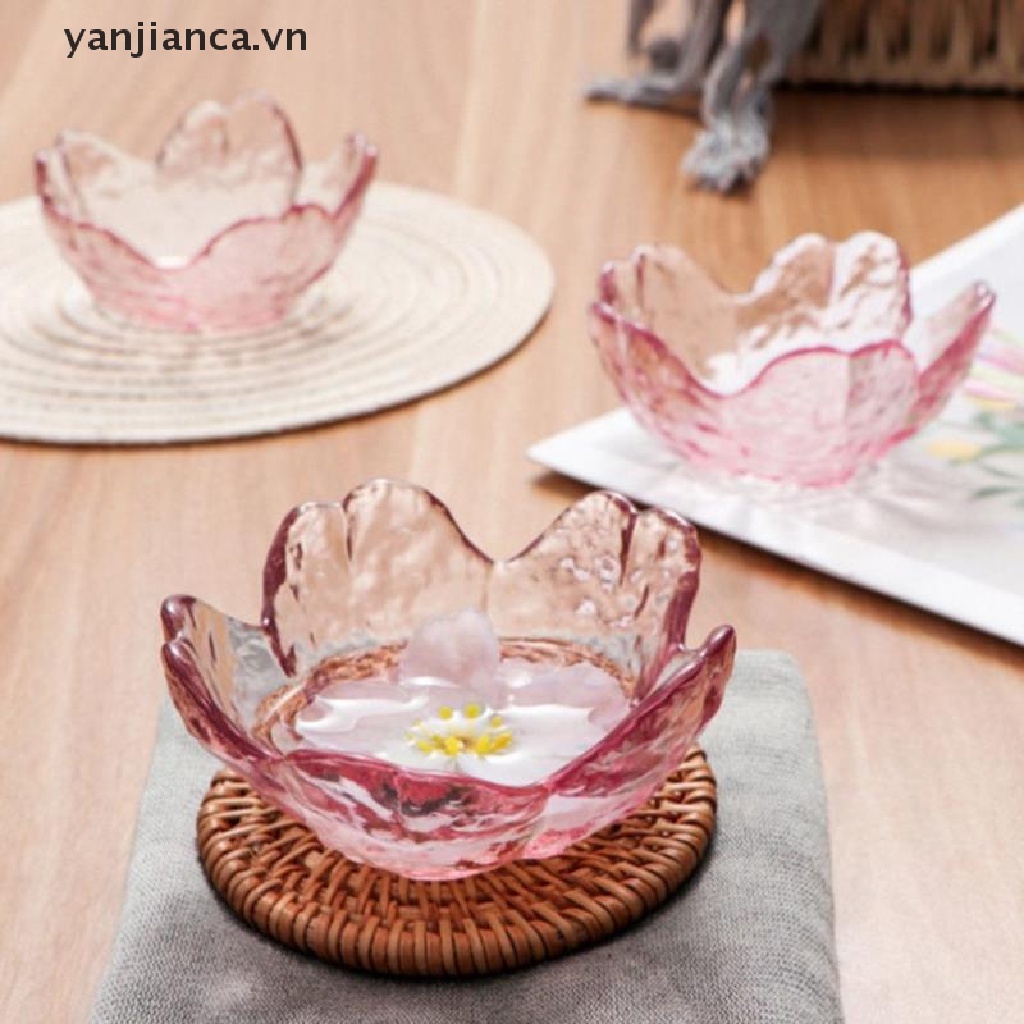 Đĩa thủy tinh đựng nước chấm hình hoa anh đào phong cách Bắc Âu chất lượng cao