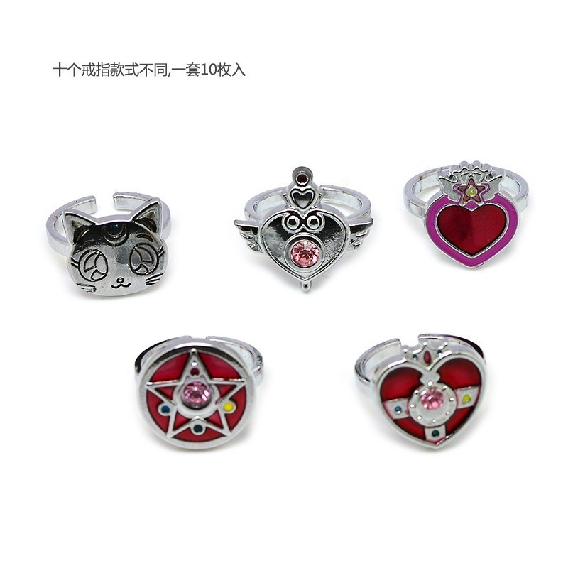 SAILOR MOON Bộ Nhẫn Hợp Kim Hoạt Hình Thủy Thủ Mặt Trăng Thời Trang