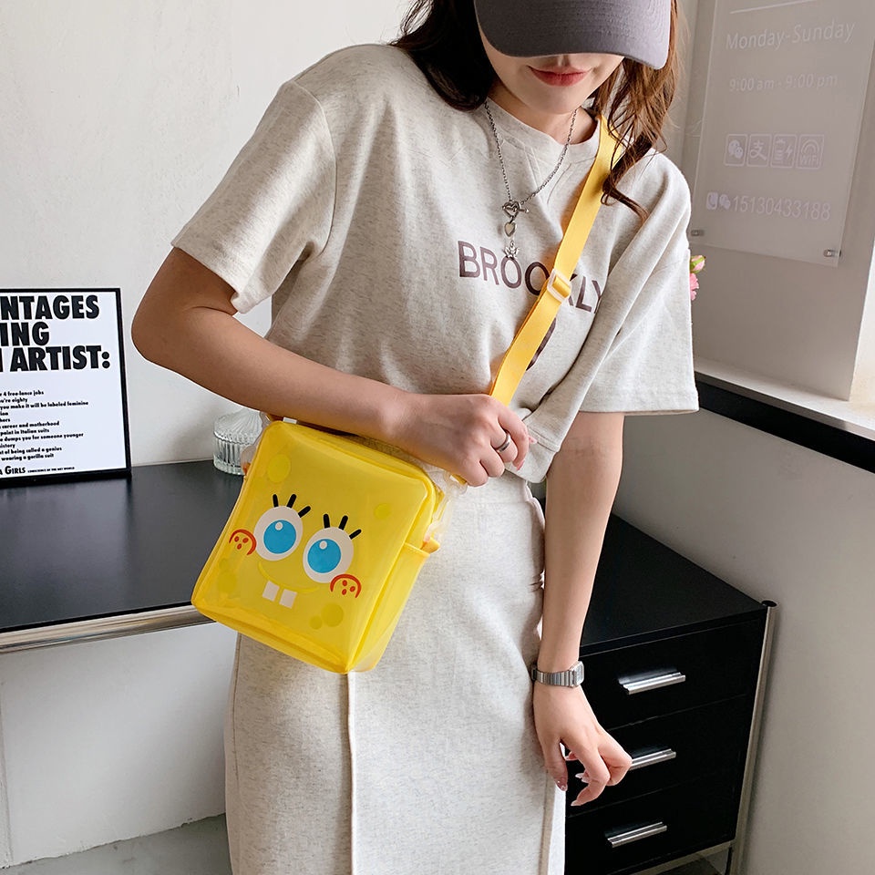 Túi Đeo Chéo Trong Suốt Chống Nước Hình SpongeBob Dễ Thương