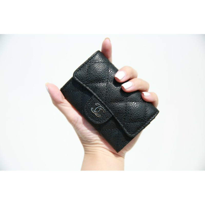 Ví nữ ngắn cao cấp thời trang mini 2 chất da tag bạc siêu xinh