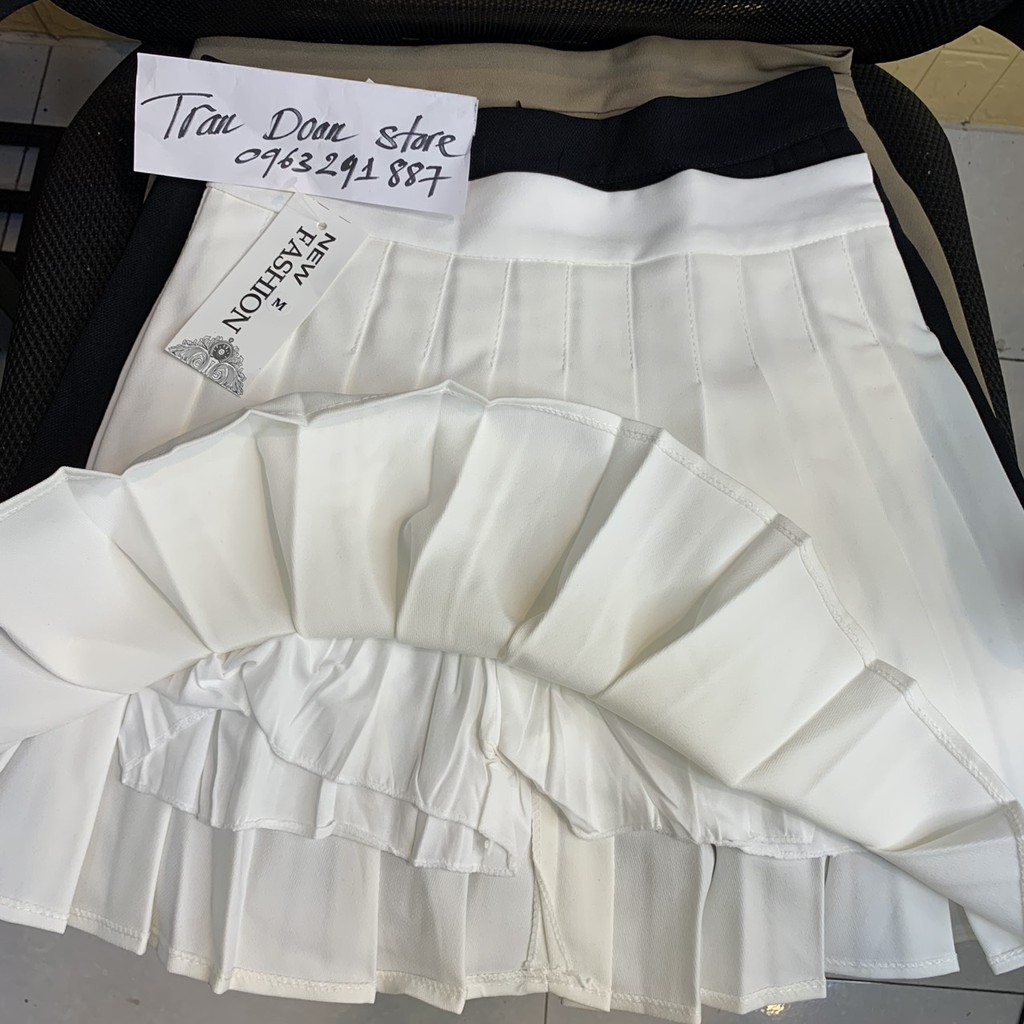 [V02] Chân váy tennis xếp ly màu trắng đen xếp ly skirt cạp lưng cao ngắn chữ a phong cách ulzzang | BigBuy360 - bigbuy360.vn