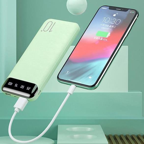 Sạc dự phòng ⚡️CHÍNH HÃNG⚡️ Pin sạc dự phòng 10000 mAh siêu mỏng WK WP-161 sạc 2 thiết bị cùng lúc, sạc nhanh 2.1A