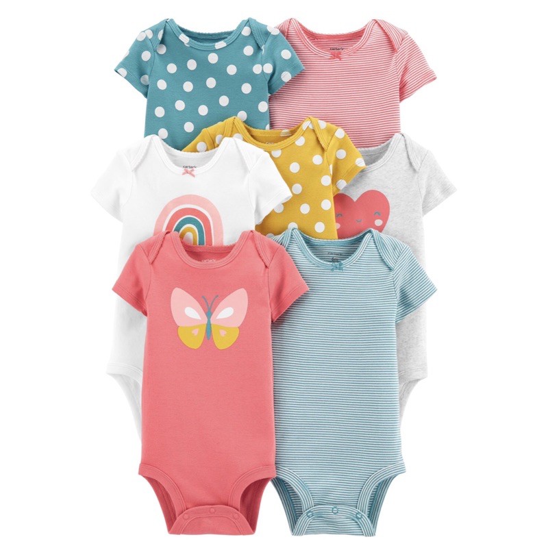 Set 3 chiếc body chíp 100% cotton hãng Carter's cho bé trai bé gái từ sơ sinh đến 24 tháng