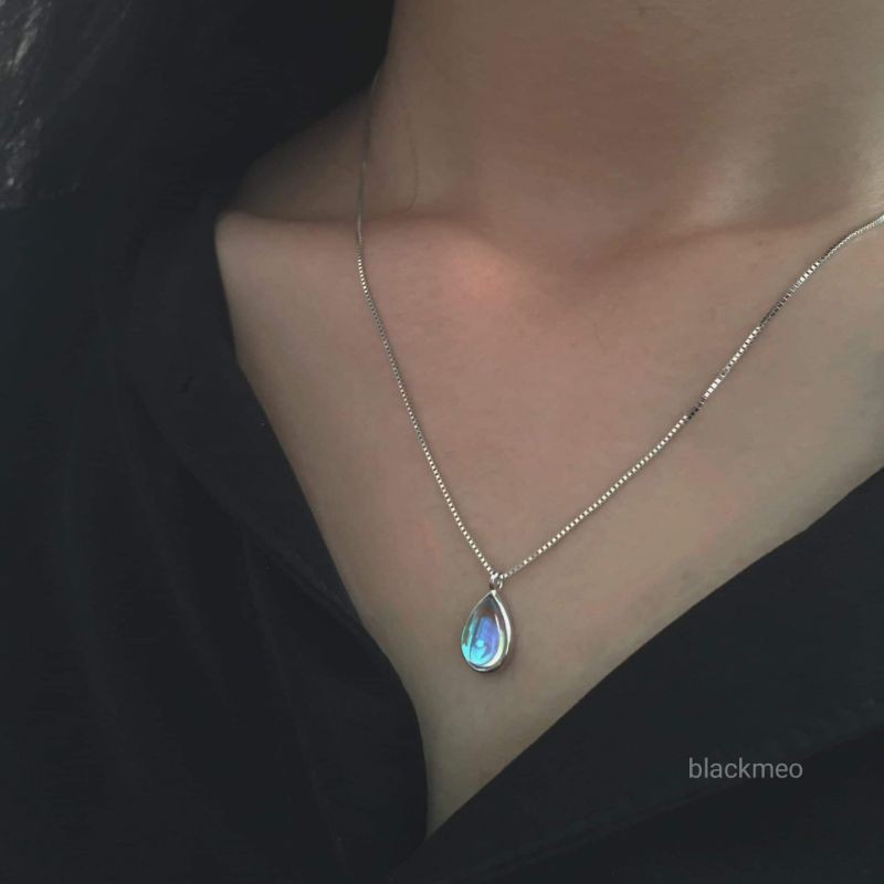 Dây chuyền giọt nước đá moonstone + Cam kết 100% bạc S925 [HỖ TRỢ BẢO HÀNH LÀM SÁNG]