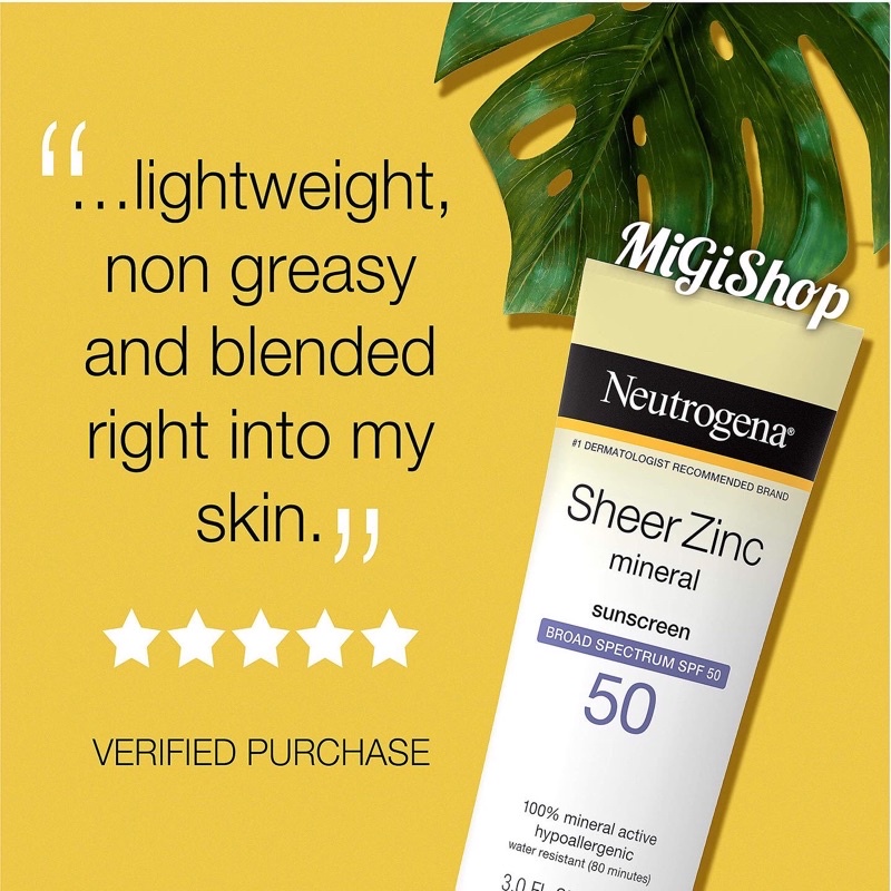 Kem Chống Nắng Neutrogena Sheer Zinc Mineral Sunscreen SPF50 88ml