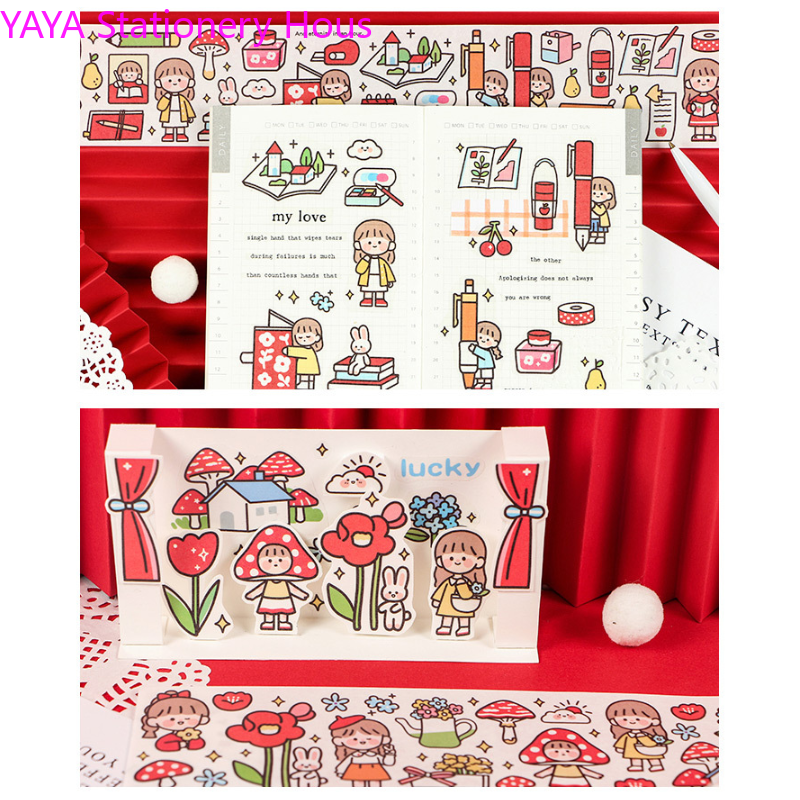 Bộ 6 Sticker Dán Với Họa Tiết Hình Cô Gái Đáng Yêu Dùng Trang Trí