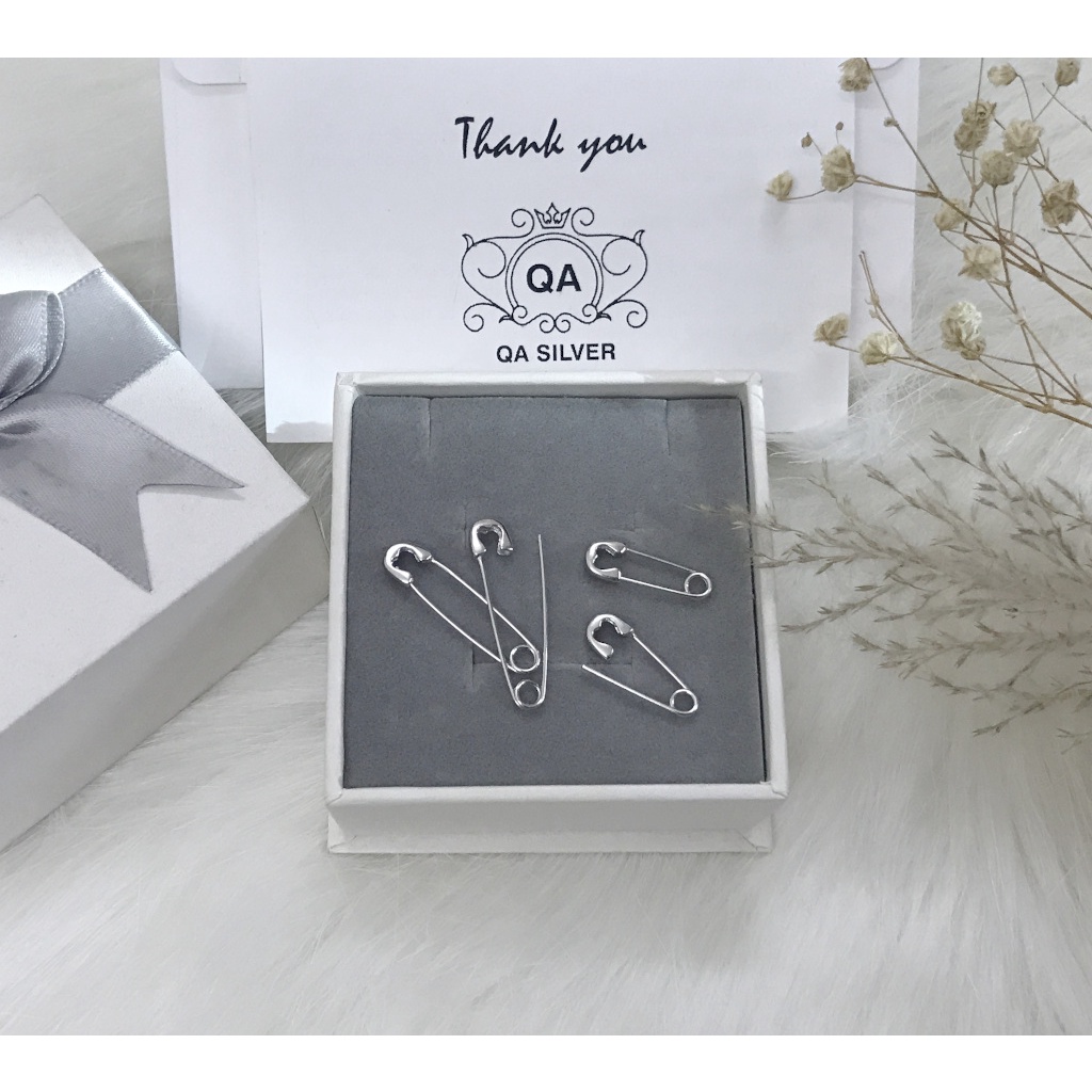 Khuyên tai bạc 925 ghim băng kim xỏ bông nam nữ kẹp vành S925 PIN QA SILVER Earrings EA190701